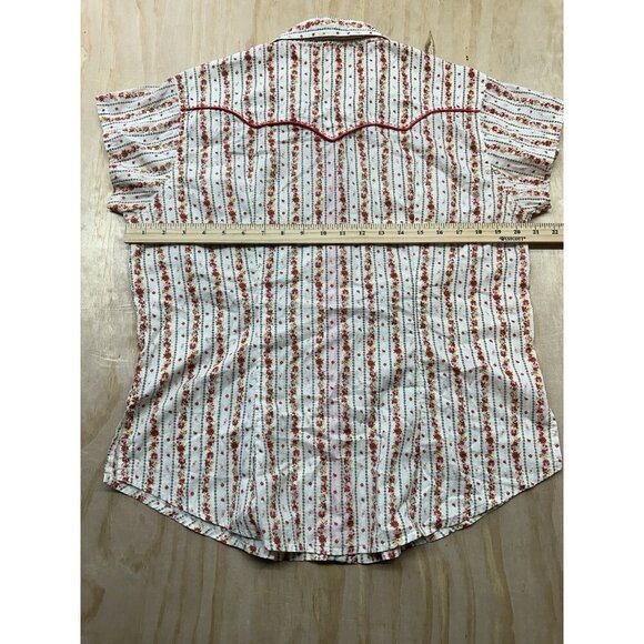 Wrangler 20X Shirt Womens M Oranges Pearl Snap Up Rancher Cowgirl Rodeo Farmer - Picture 7 of 7